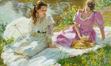  beautiful Oil Painting - Beautiful Girls kitten VG 30 pet kids